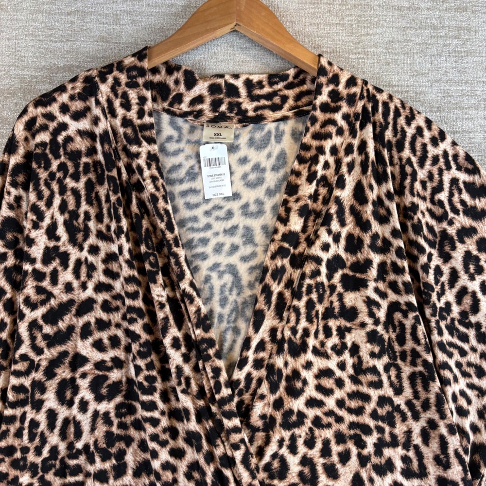 NEW Soma Cool Nights Long Sleeve Robe XXL Divine Leopard Nude NO BELT- NWT